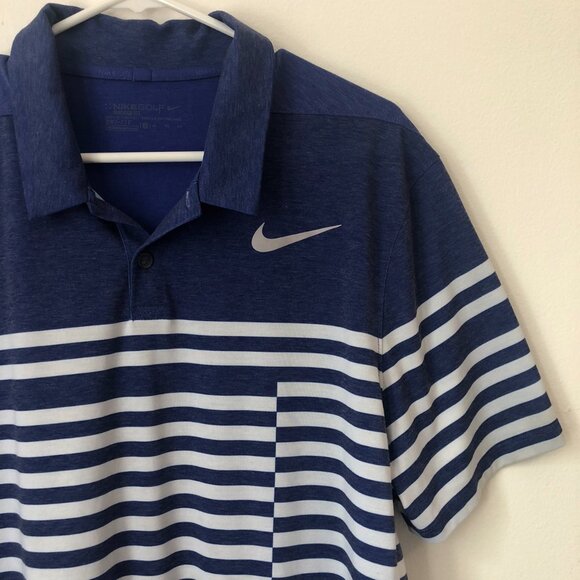 Nike Dri-Fit Modern Fit Blue Stripe Sports Polo Golf Shirt Size XL - Picture 3 of 6